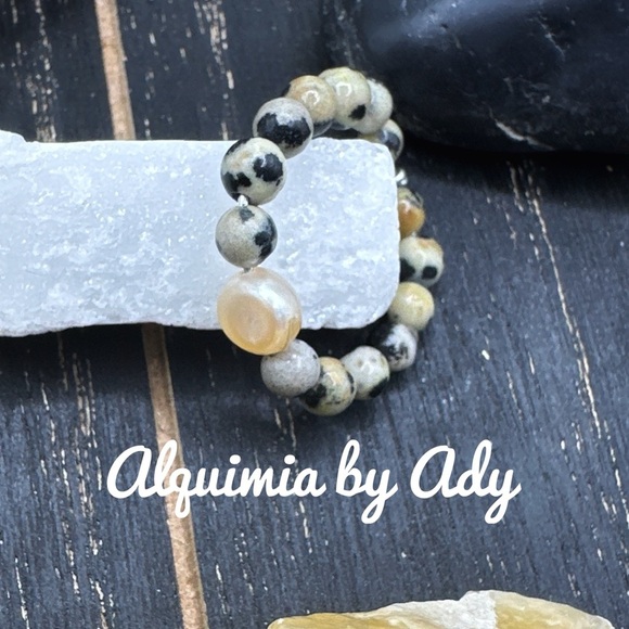 Alquimia by Ady Multicolor Beaded Bracelet Dalmatian Jasper charms - Picture 1 of 2